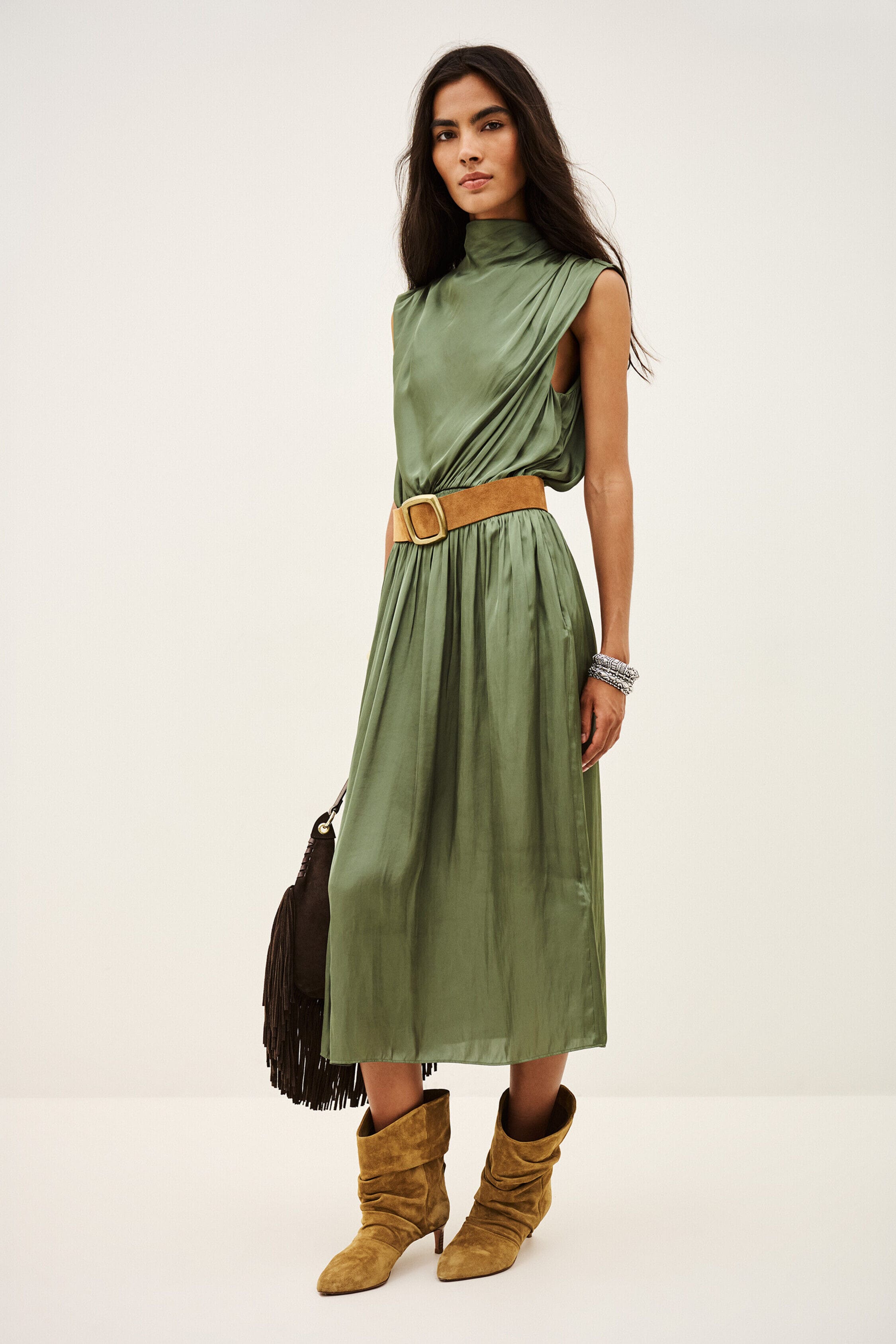 CELEA Midi Dress, Kaki (1H26CELE_KAKI)